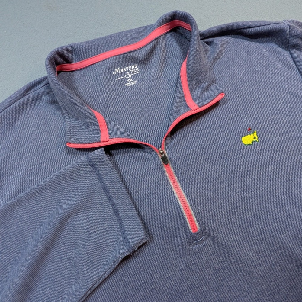 Masters Tech Quarter Zip Pullover Mens Size XXL Blue Pink Heathered Golf